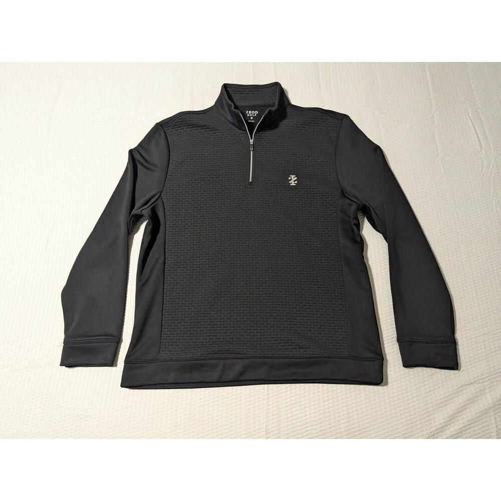 IZOD Black 1/4 Zip Men's (Medium) Longsleeve Shirt - Polyester